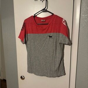 PINK Victoria's Secret Red and Gray T-Shirt